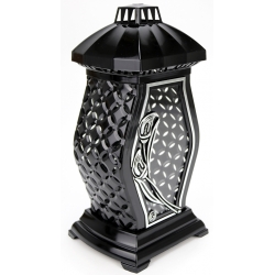 ZNICZ LAMPION KAPICZKA WAZA z srebrną kalią Nowoczesny prod. PL wys. 34cm